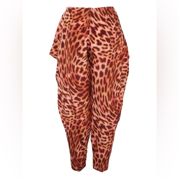 NWT Stella McCartney Tie Waist Wrap Silk Trouser Pants Martini Pink Cheetah 40 - Picture 7 of 16